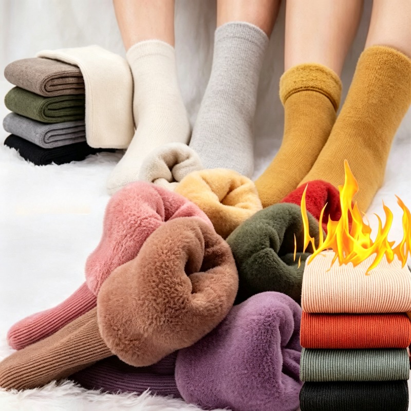 Boot Sock Slouchy - 1-4쌍 따뜻한 양털 안감 중간 길이