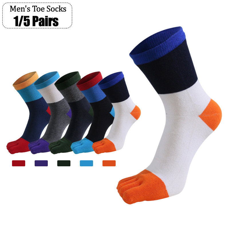 Toe Sock Split - 남성용 5개 손가락 양말 1/5켤레, 다양한
