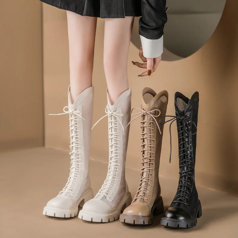 Knee High Sock Women - 여성 여름 니하이 메쉬 하이 부츠