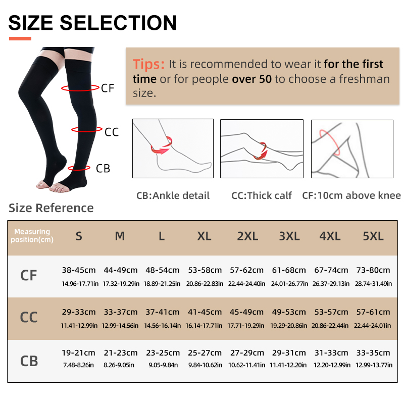 1 쌍 허벅지 높은 오픈 발가락 의료 압축 양말 탄성  - Compression Sock Medical 리뷰 및 가격