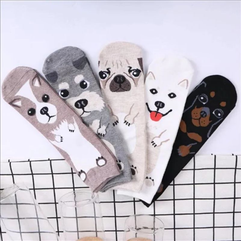 5켤레/팩 재미있는 만화 강아지 참신한 디자인의 하라주 - Cotton Crew Sock Pack 리뷰 및 가격