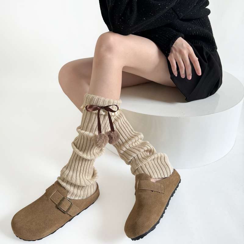 카멜 니트 레그워머, 털볼 리본 장식 슬라우치 부츠 양 - Boot Sock Slouchy 리뷰 및 가격